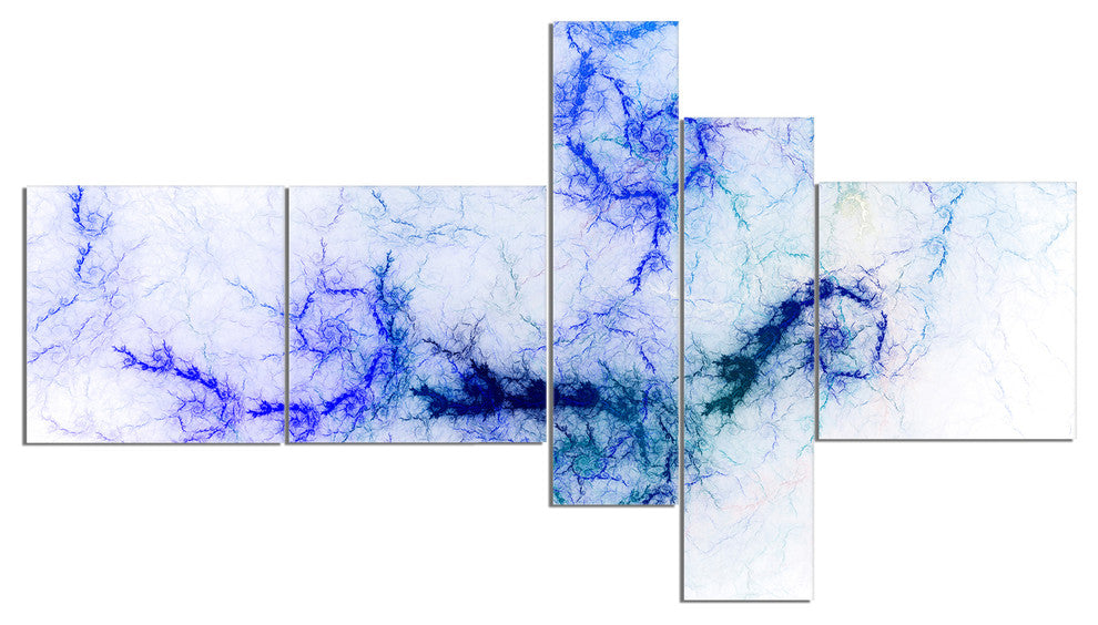 Sparkling Blue Stormy Sky, Abstract Canvas art print, 60"x32", 5 panels