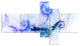 Sparkling Blue Stormy Sky, Abstract Canvas art print, 60"x32", 5 panels