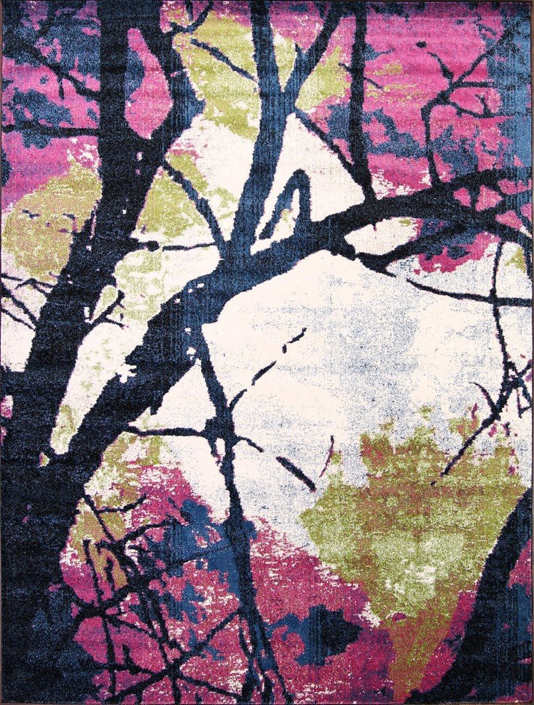 Agra Abstract Oriental Artistic Print Area Rug, Multi, 5x8'