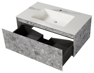 Terazzo Grey Bathroom Vanity with Imitation Stone Design, 36"