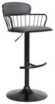 Nash Upholstered Wood Adjustable Bar Stool with Black Metal Base