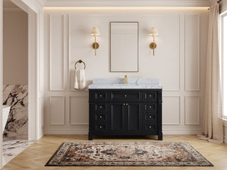 Paris 48" Single Sink Bathroom Vanity, Black 2" Venatino Quartz