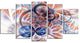Gold Symmetrical Fractal Flower, Abstract Canvas Art Print, 60"x32", 5 Panels
