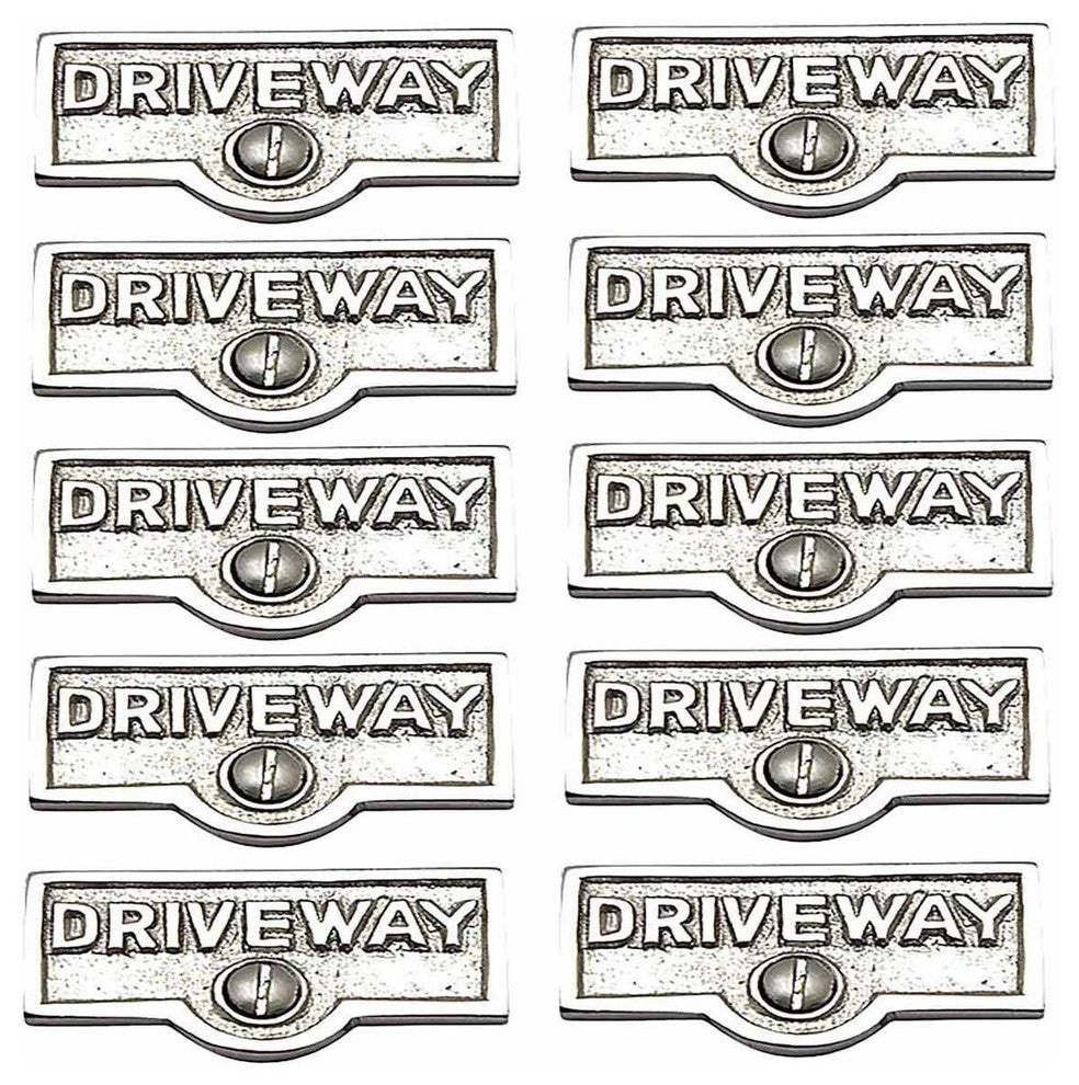 10 Switch Plate Tags DRIVEWAY Name Signs Labels Chrome Brass |