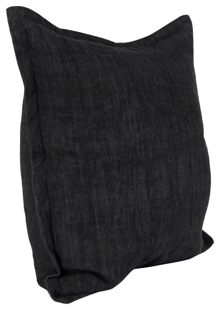 Amy 100% Linen 22" Square Throw Pillow by Kosas Home , Chalk Charcoal