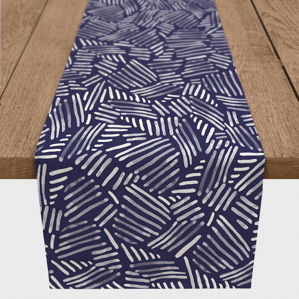 Navy Watercolor 16x72 Poly Twill Table Runner