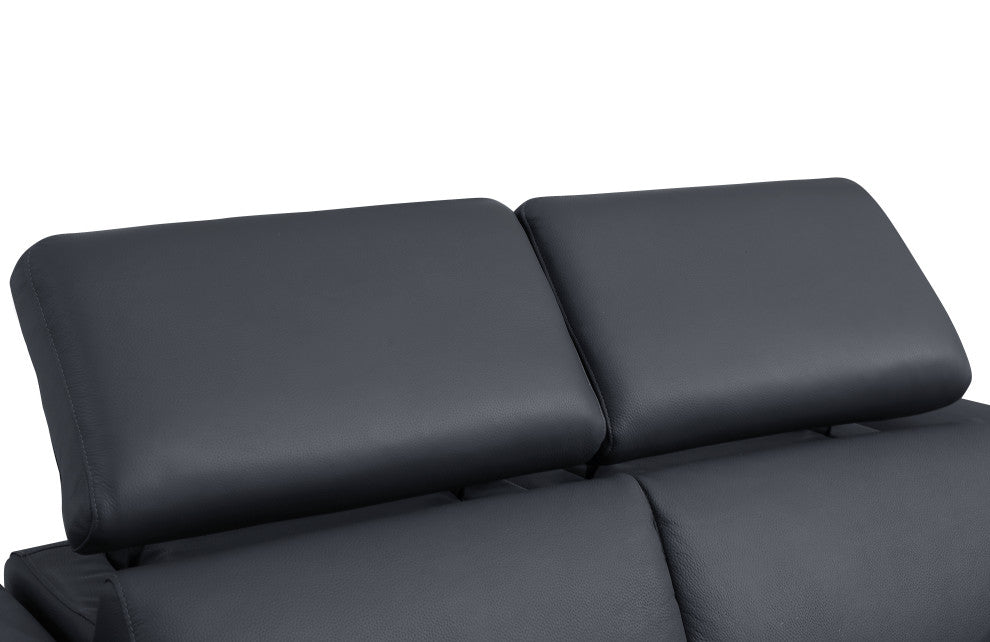 Prato Genuine Italian Leather Modern Sofa and Loveseat, Dark Gray