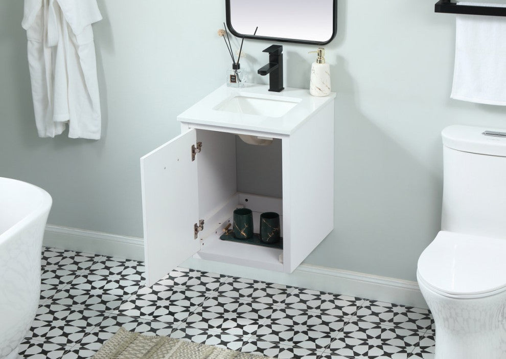 Home Living 19" Midcentury Modern White-Light Bathroom Vanity