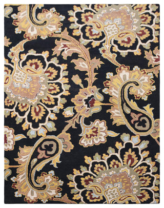 HAND TUFTED WOOL ECO-FRIENDLY AREA RUGS-Black Color, Floral Design