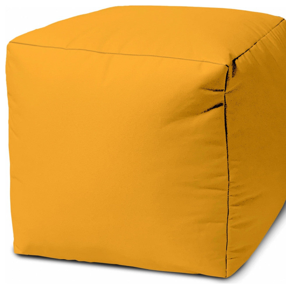 17  Cool Golden Yellow Solid Color Indoor Outdoor Pouf Ottoman
