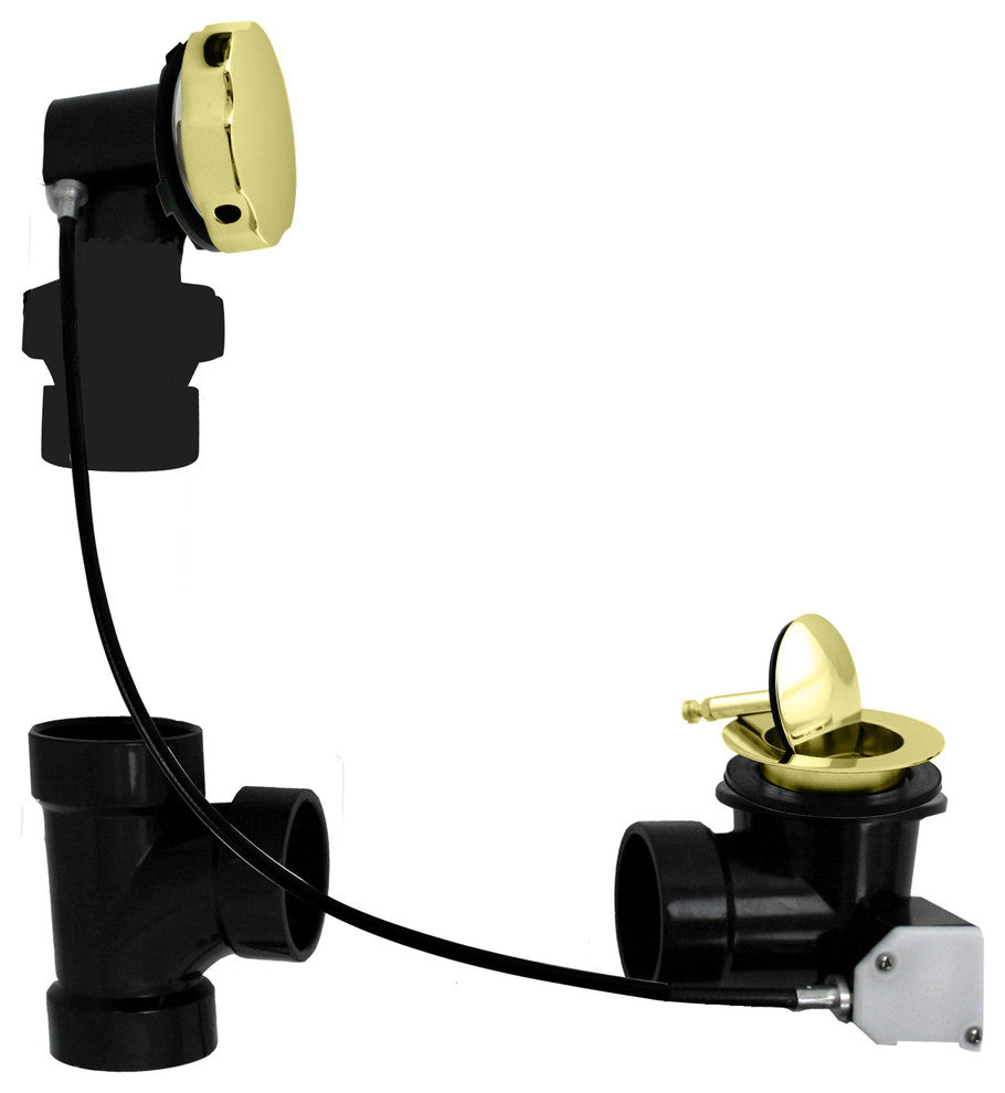 Sch. 40 ABS 27" Cable Drive Bath Waste - Ball Joint Head In Polished Brass