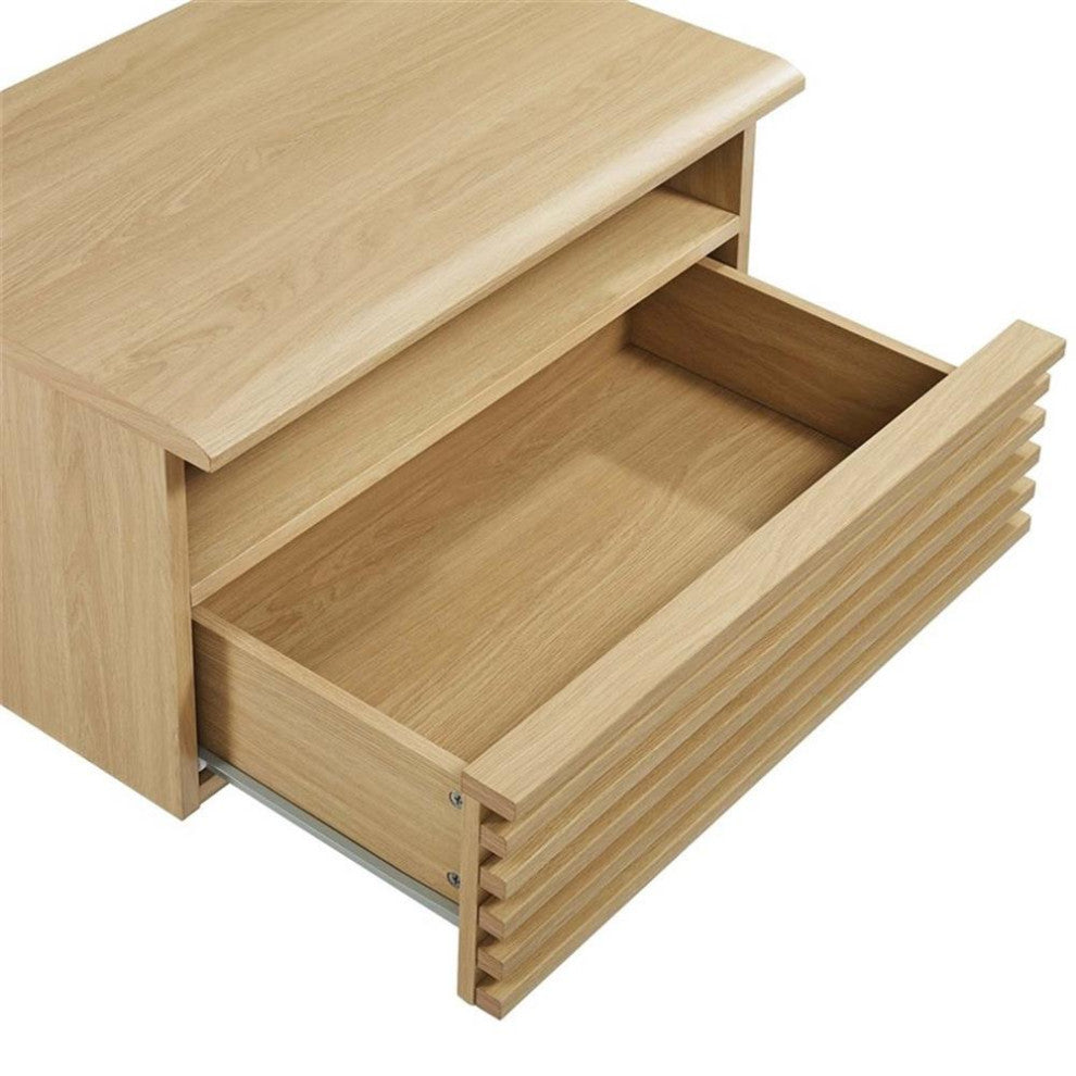 Modway Render 1-Drawer Wall-Mount Modern Wood Nightstand in Oak