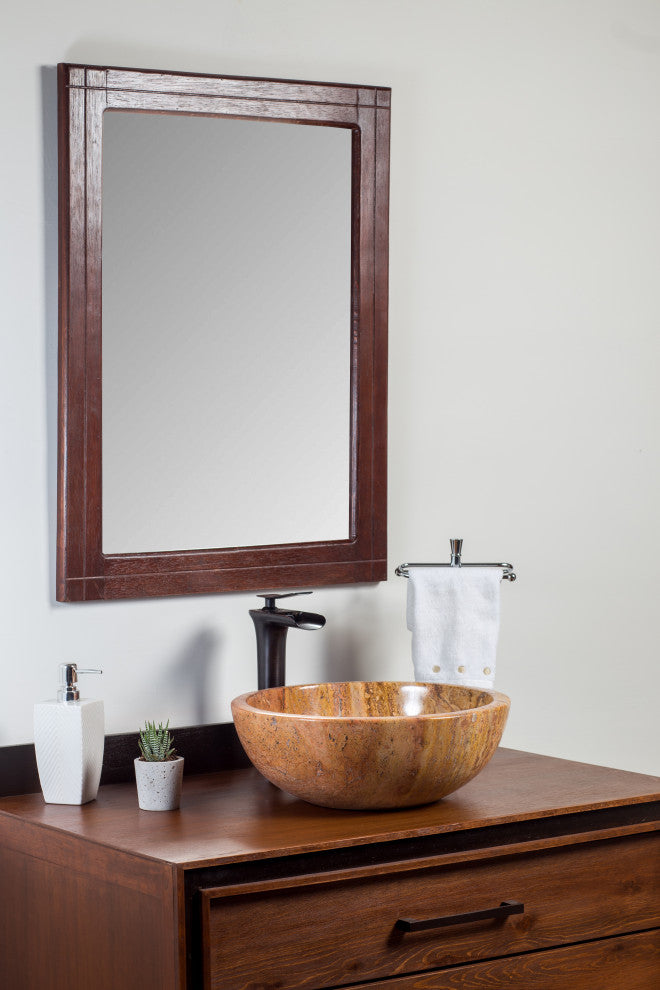 Natural Stone Vessel Bathroom Sink, Isidro Peach Travertine