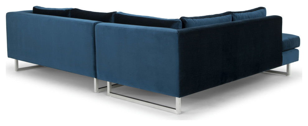 Janis Sectional Sofa Left Hand Facing in Midnight Blue Velour by Nuevo