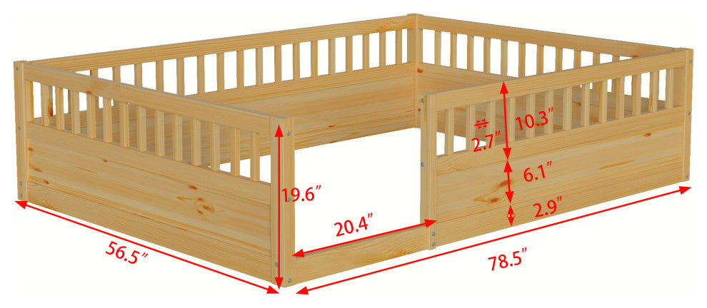 Gewnee Full Floor Bed Frame with Fence