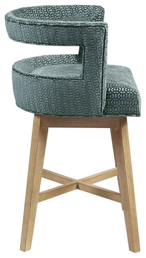 Madison Park Counter Stool Armed Swivel Height Barstools, Teal Blue