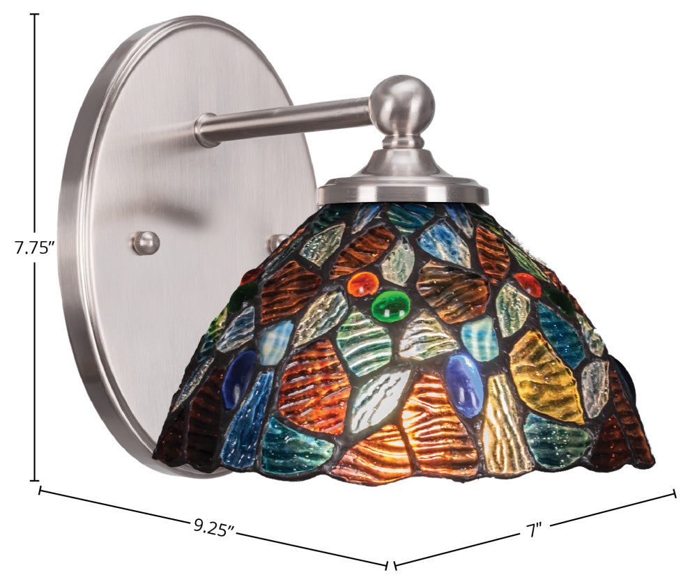 Capri 1-Light Wall Sconce, Brushed Nickel/Blue Mosaic Art