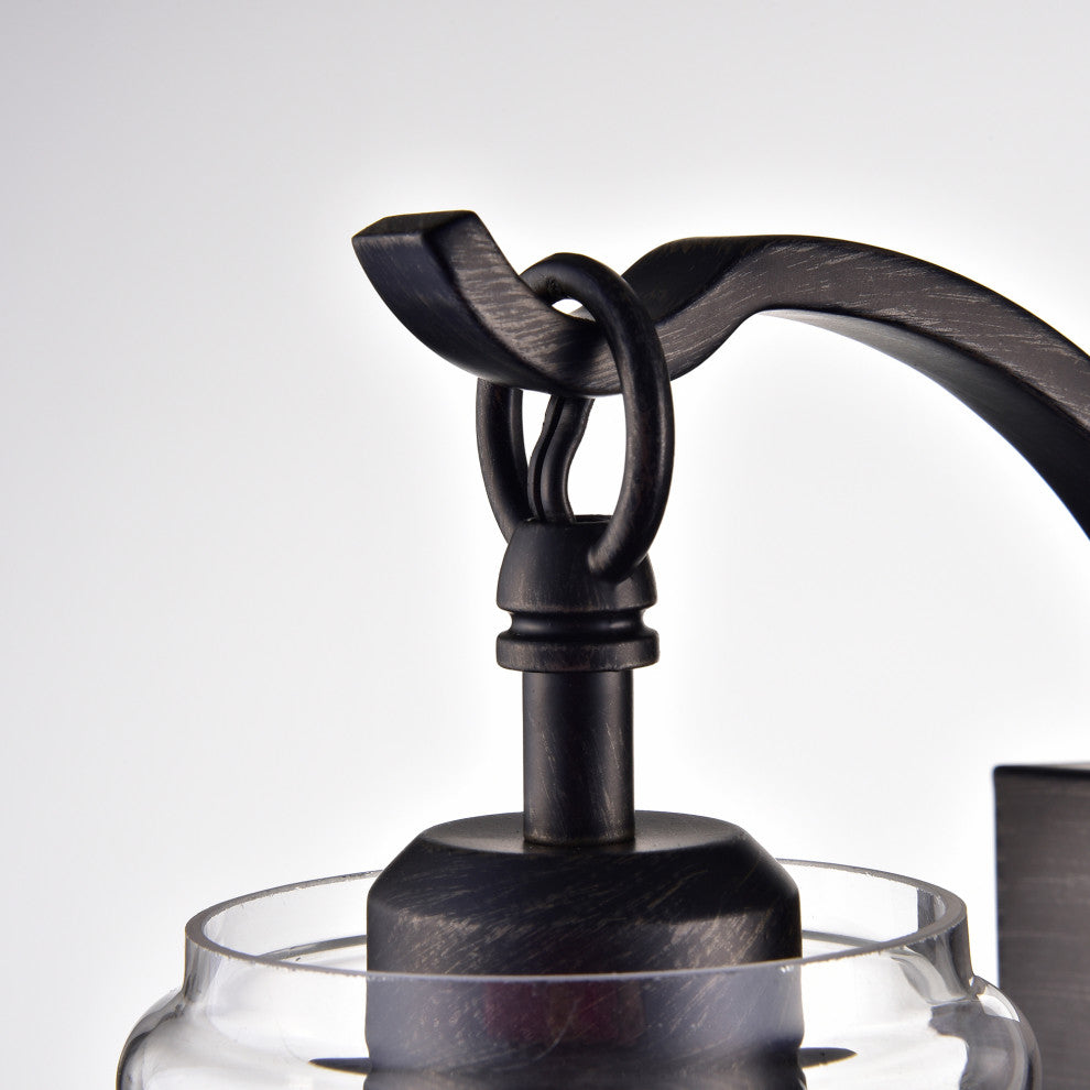 Daisy Glass Shade 1-Light Wall Sconce, Single Light Antique Black