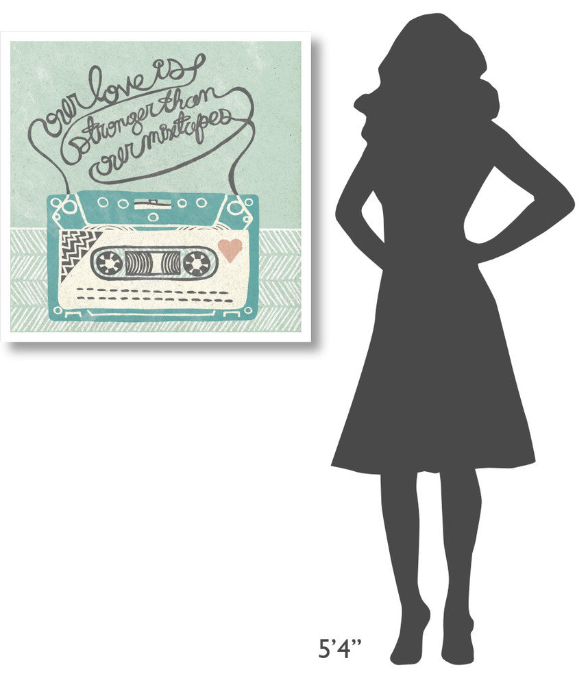 "Retro Cassette Gray" Digital Paper Print by Mary Urban, 32"x32"