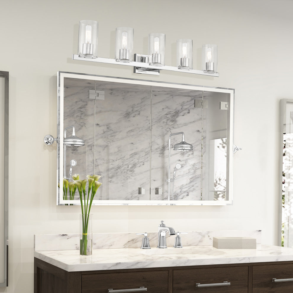 Clarion 5 Light Polished Chrome Vanity Sconce