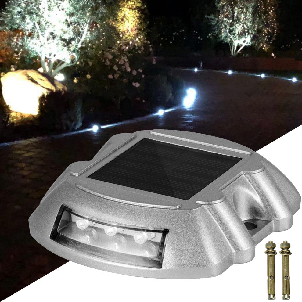 Solar Driveway Lights, Switch Button, Wireless, 6 LEDs, White, 12 Pieces