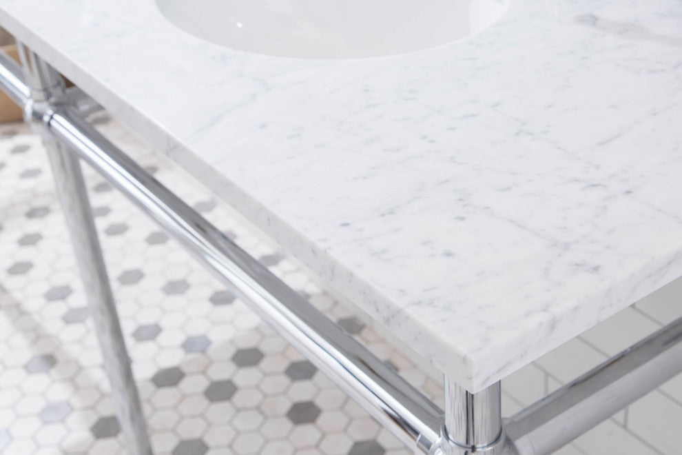 Embassy 72" Wide Double Wash Stand, P-Trap, Countertop With Basin, Faucet