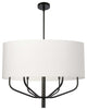 ELN-306C-MB-790 6 Light Incandescent Pendant, Matte Black w/ White Fabric Shade