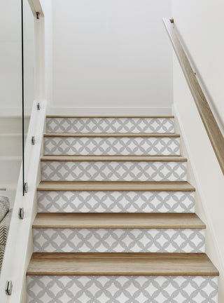 Interlocking Rings Peel and Stick Stair Riser Strips, Black, 48"w X 6"h, 6 Pack
