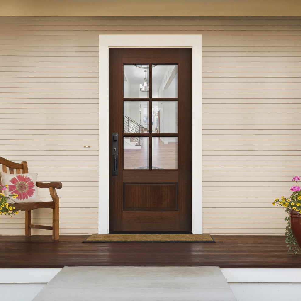 6 Lite TDL Wood Door, Canyon Brown, Right Hand in-Swing