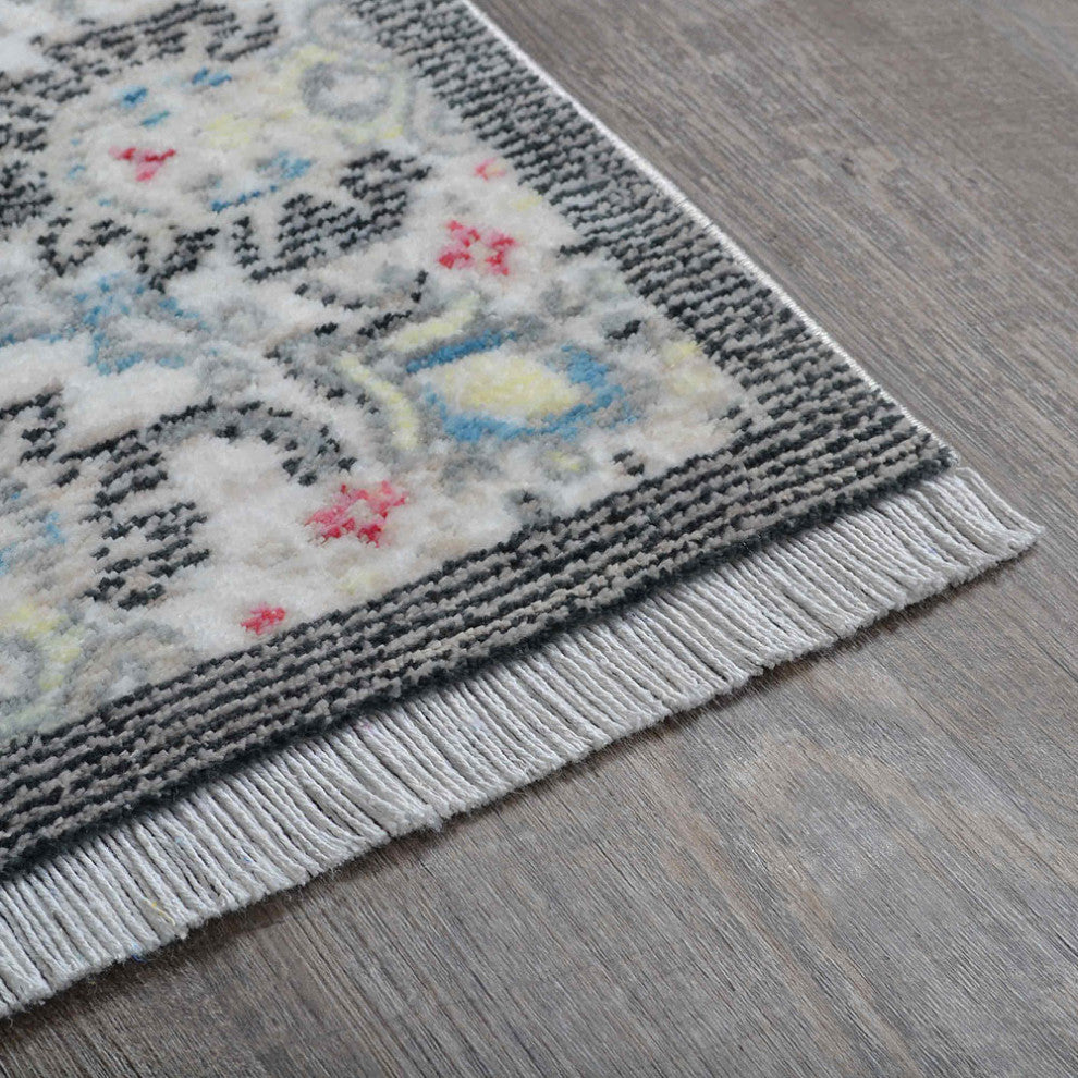MACHINE MADE POLYESTER AREA RUGS  -Beige Black Color, Oriental ,Living room rug