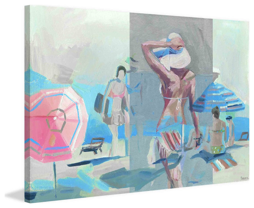 "Striped Bikini" Painting Print on Wrapped Canvas, 18"x12"