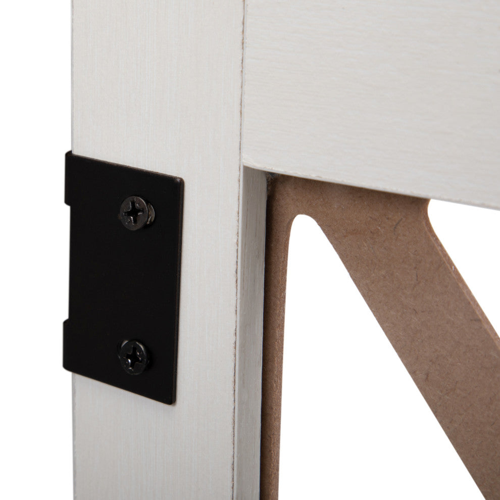 2 Set Wood Nightstand with Glass Door in White