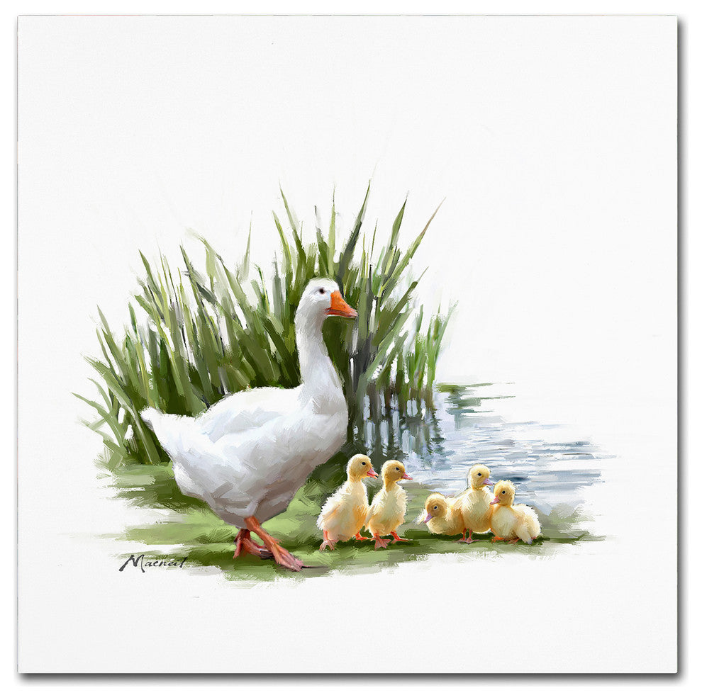 The Macneil Studio 'Goose With Young' Canvas Art, 14"x14"