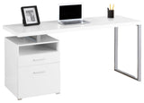 HomeRoots 30" White Particle Board and Silver Metal Computer Desk