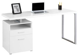 HomeRoots 30" White Particle Board and Silver Metal Computer Desk