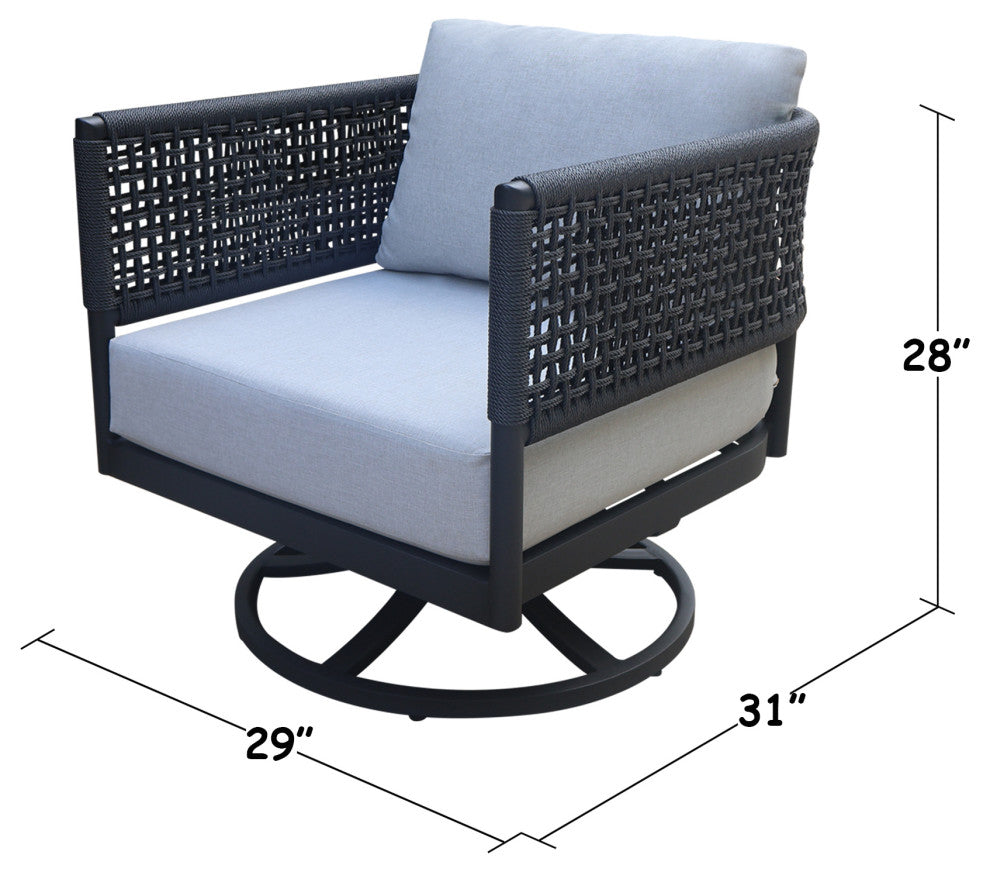 Outdoor Patio Woven Abaca Rope Swivel Rocking Chair with Cushion