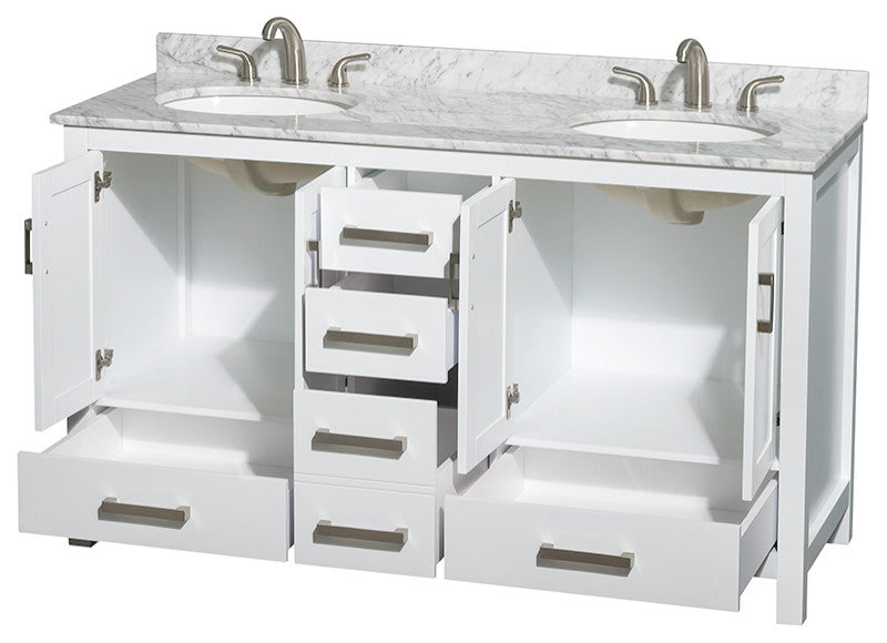 Wyndham WCS141460DWHCMUNOMXX 60 Inch Bathroom Vanity in White Finish