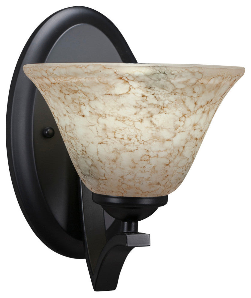 Zilo Wall Sconce, Matte Black, 7" Italian Marble Glass