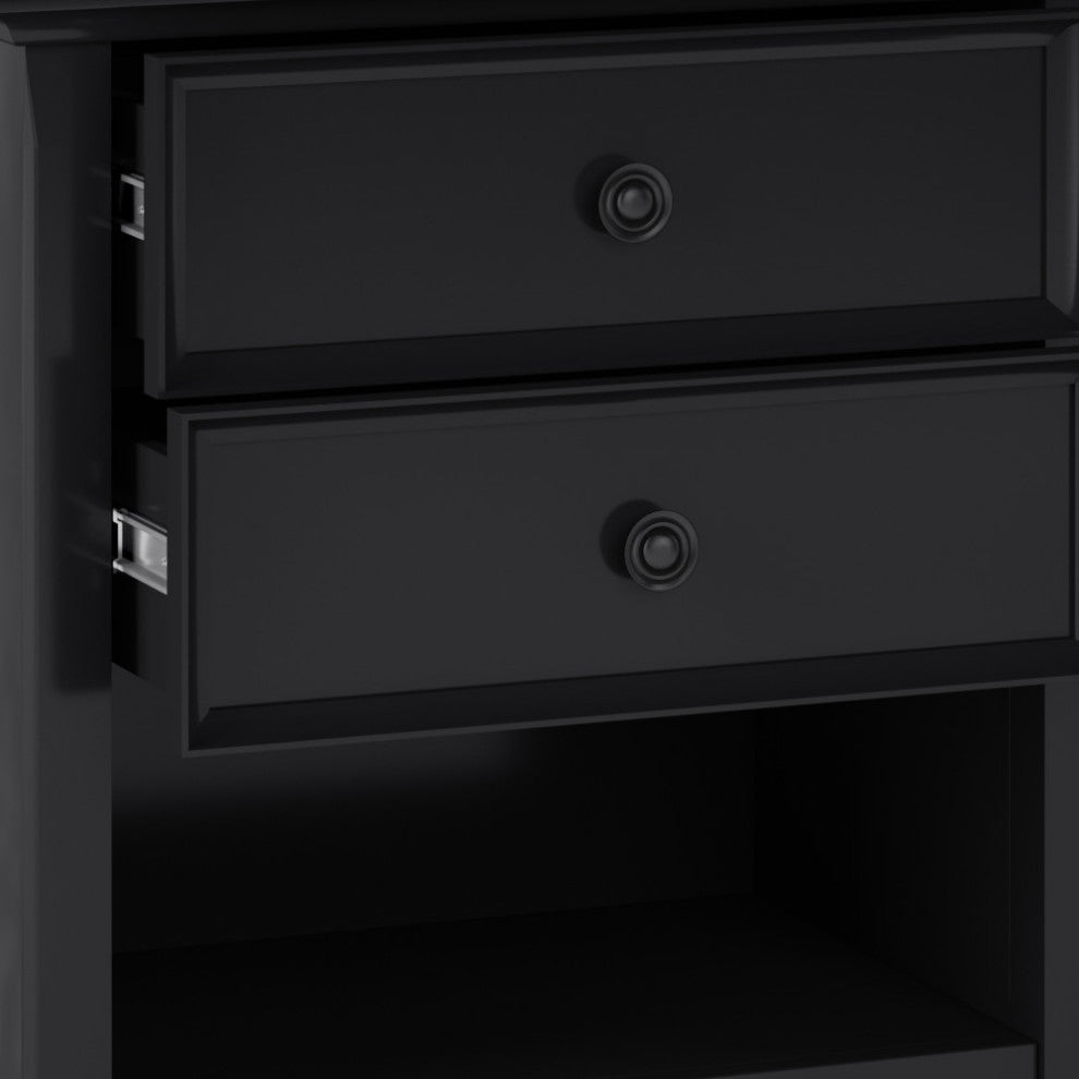 Amherst Solid Wood Bedside Table, Black