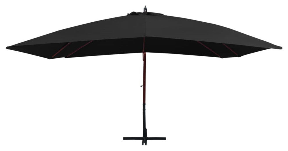 Vidaxl Hanging Parasol With Wooden Pole 157.5"x118.1" Black