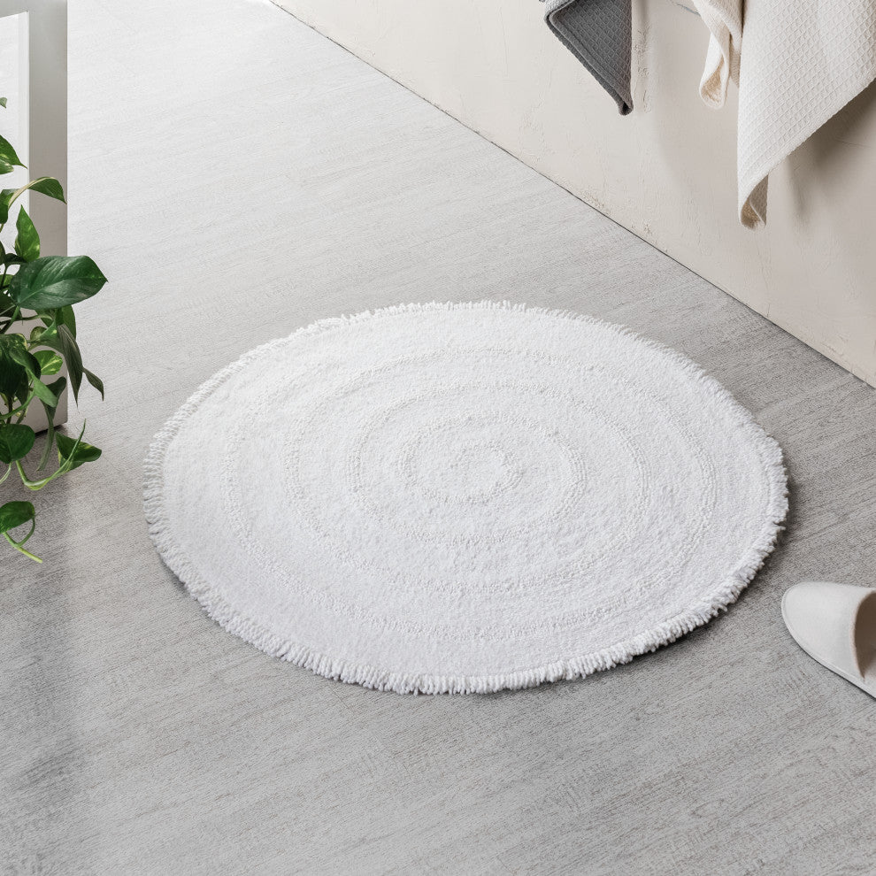 Hartley Machine Tufted Bath Mat, White, 36"x36"