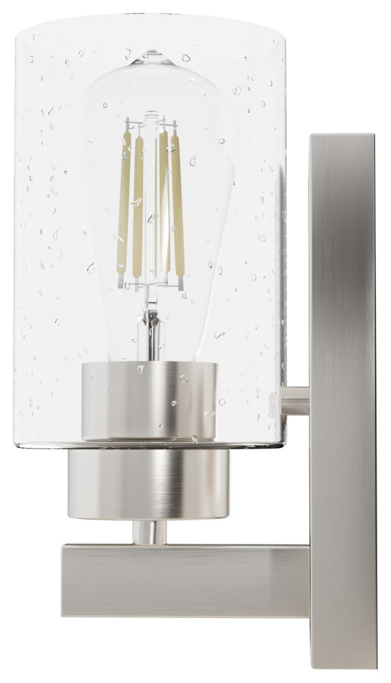 Hartland Brushed Nickel With Seeded Glass 1 Light