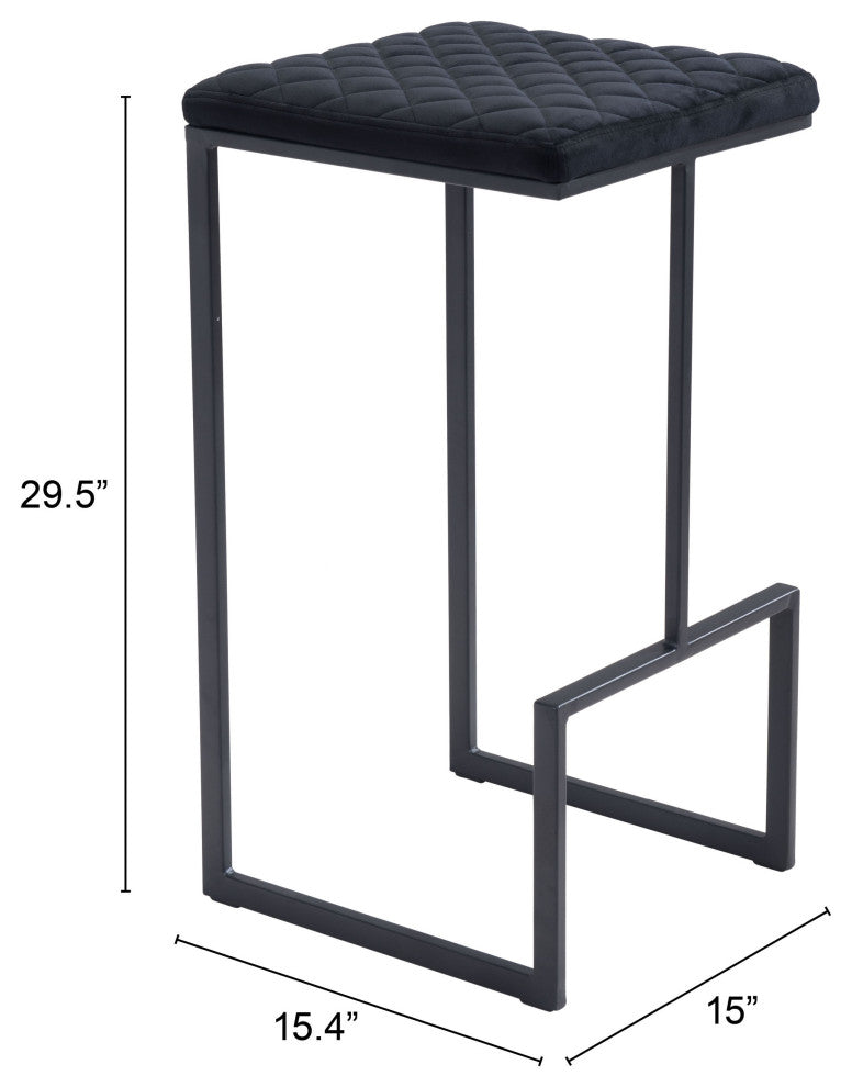 Bar Stool Chair Barstool, Faux Vinyl Leather, Steel, Black, Kitchen Cafe Bistro