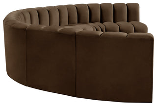 Arc Velvet Upholstered 8-Pc. Inward Curved Modular Sectional, Brown