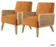 Cane Accent Chair With Rattan Arms Set of 2, Yellow