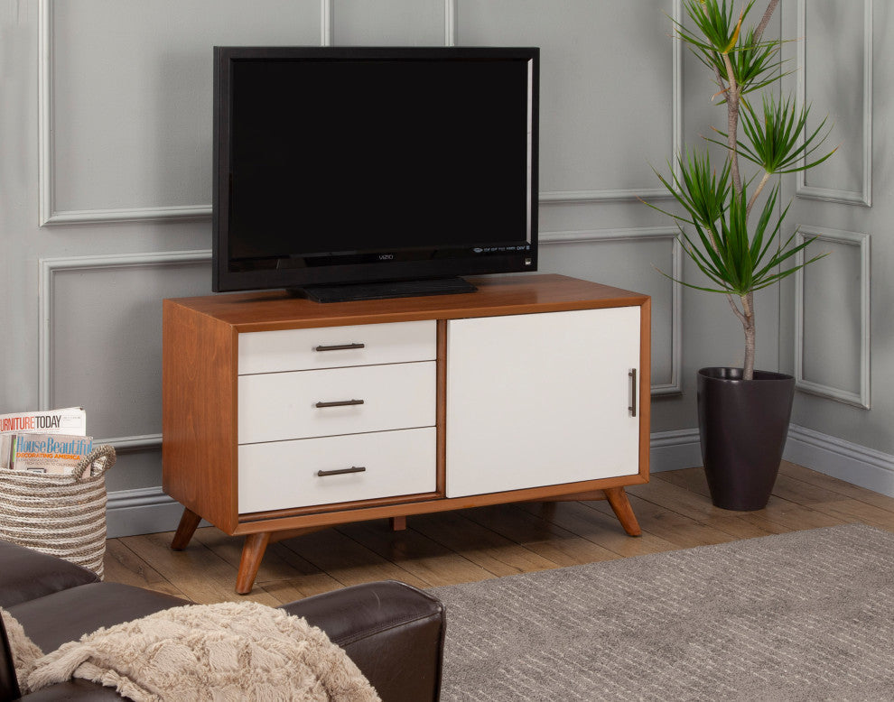 Flynn Small TV Console, Acorn/White