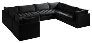 Jacob Velvet Upholstered 8-Piece U-Shaped Modular Sectional, Black
