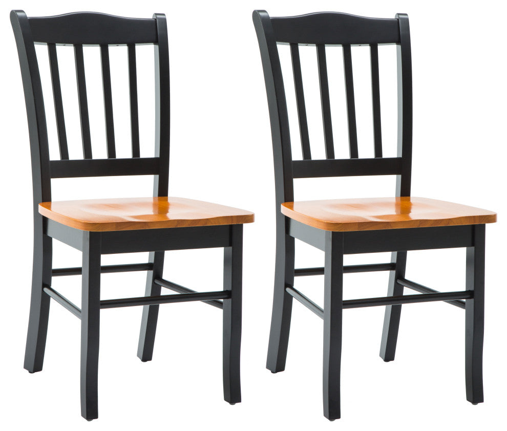 Shaker Dining Chairs, Set of 2, Black and Oak