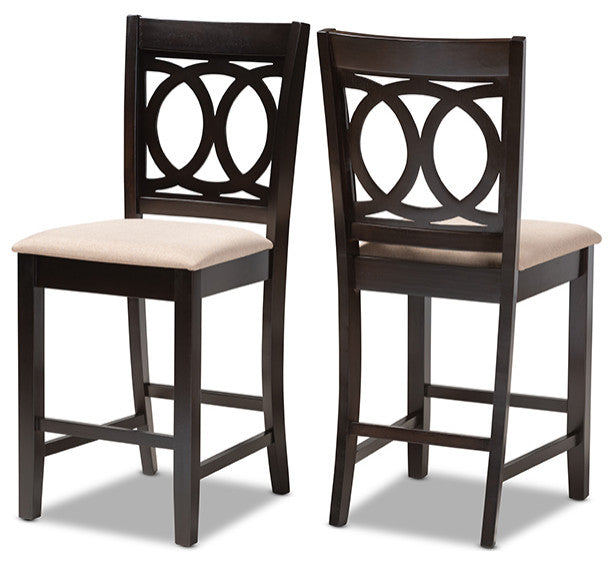 Lenoir Sand Espresso Browned Wood Counter Height Pub Chair Set of 2