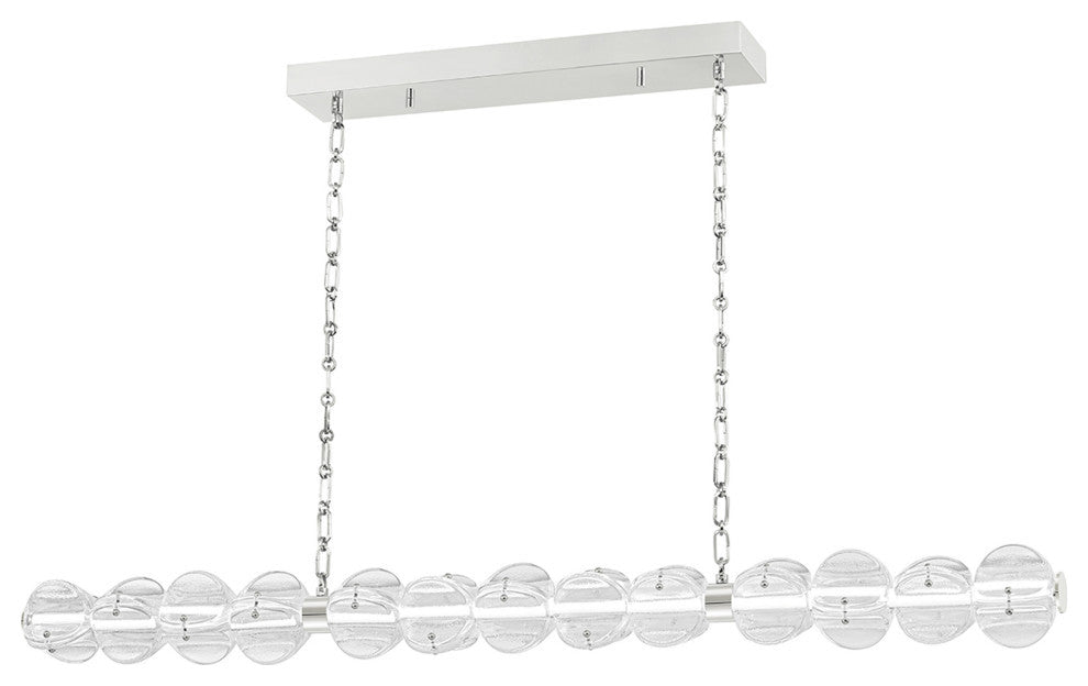 Lindley LED Island Light, Polished Nickel Frame, Etched Shade
